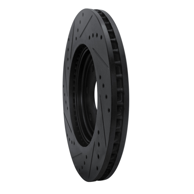 Nissan Pathfinder Brake Rotor (1) - Front Right - R1 Concepts - Drilled & Slotted - Black - `08-`11